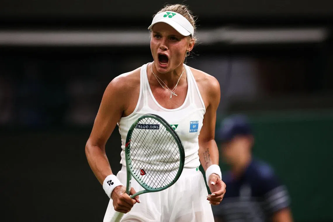 战胜美国好手可可，乌克兰女将达亚娜（图）情绪激动。（法新社）