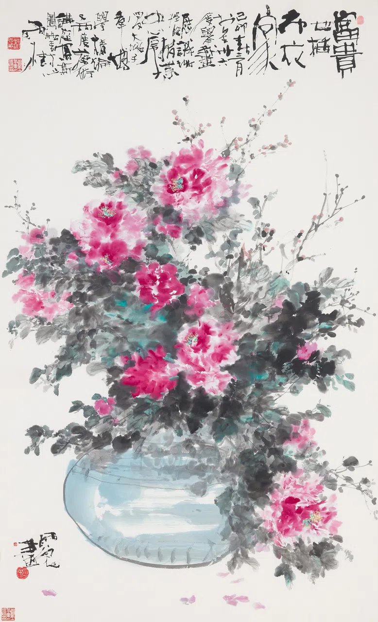 宋雨桂1999年水墨画《富贵也插布衣家》。（新报业媒体华文媒体集团藏画、焦点出版提供）