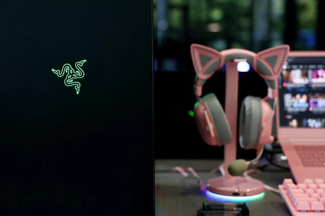 雷蛇为游戏玩家设计生产硬件、软件和服务生态系统。雷蛇硬件产品包括高性能、适用于电脑和游戏主机的游戏外部必备设备和笔记本电脑等产品。（陈渊庄摄）