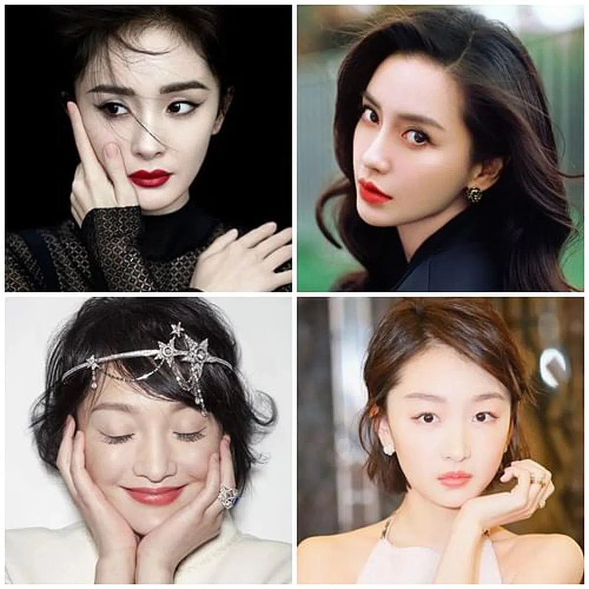 杨幂（上图左起）、杨颖、周迅（下图右起）、周冬雨都被传过是高片酬女星。（互联网）