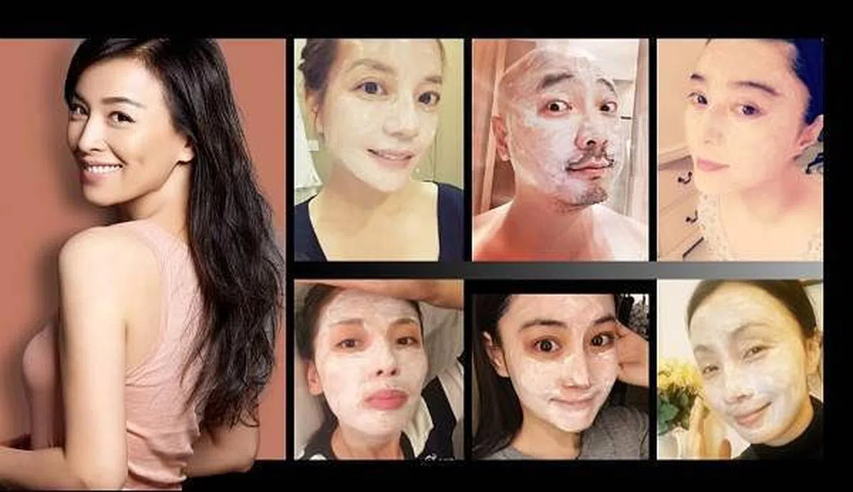 张庭（左图）的产品曾获得赵薇（上排左一）和范冰冰（上排右一）支持。（互联网）