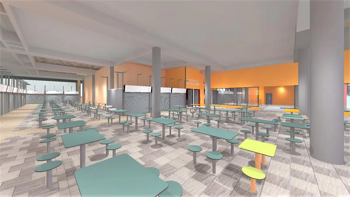 裕廊西小贩中心经改造后，座位将从原本的479个增加到约580个，熟食摊位也会增到39个。（构想图/国家环境局提供）