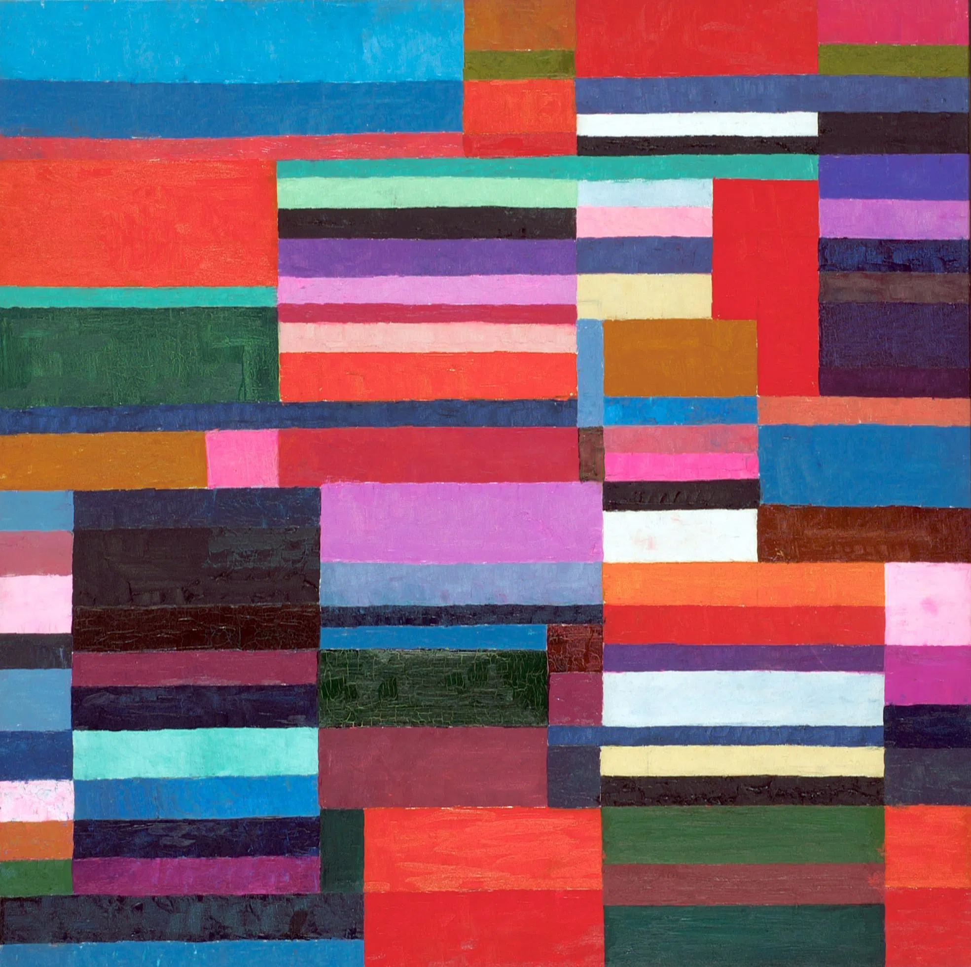 蔡荣恩油画《地平的，I》（1977）与他设计的展览画册正在新加坡国家美术馆星展新加坡展厅展出。（档案照）