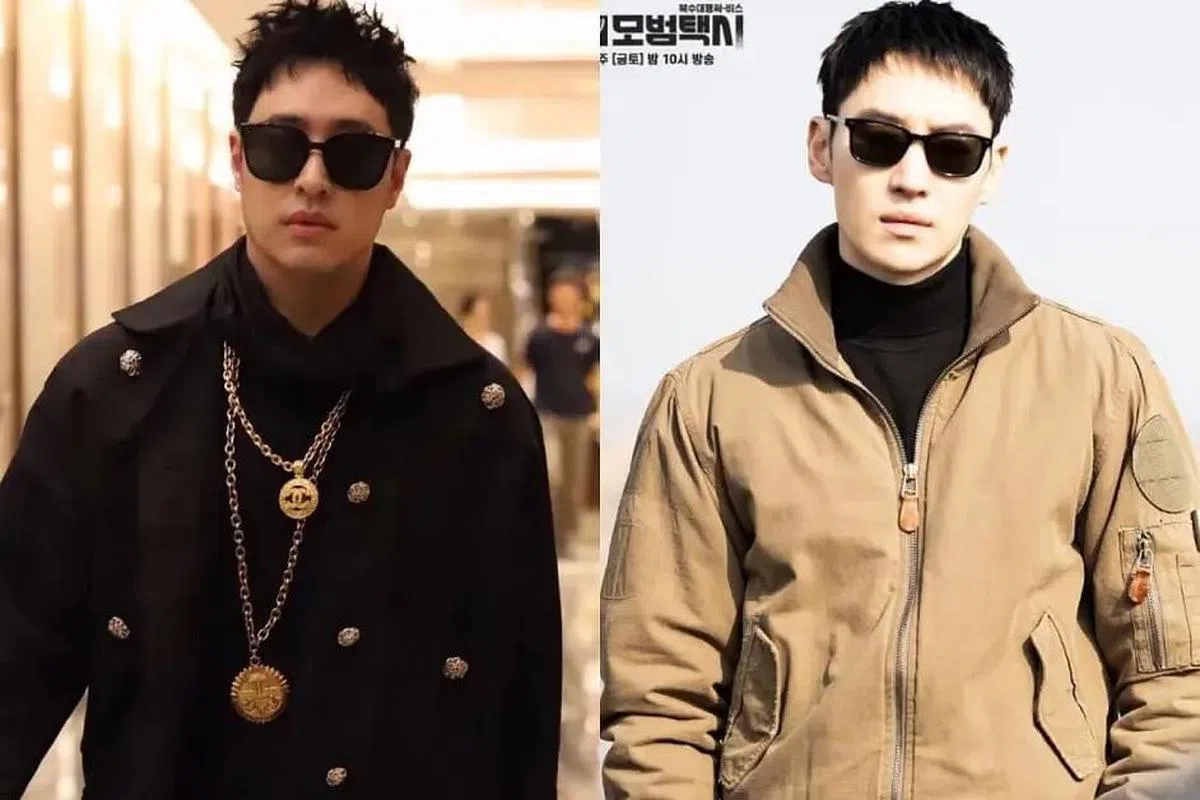 潘玮柏（左）和李帝勋戴上墨镜更加难辨认。（互联网）