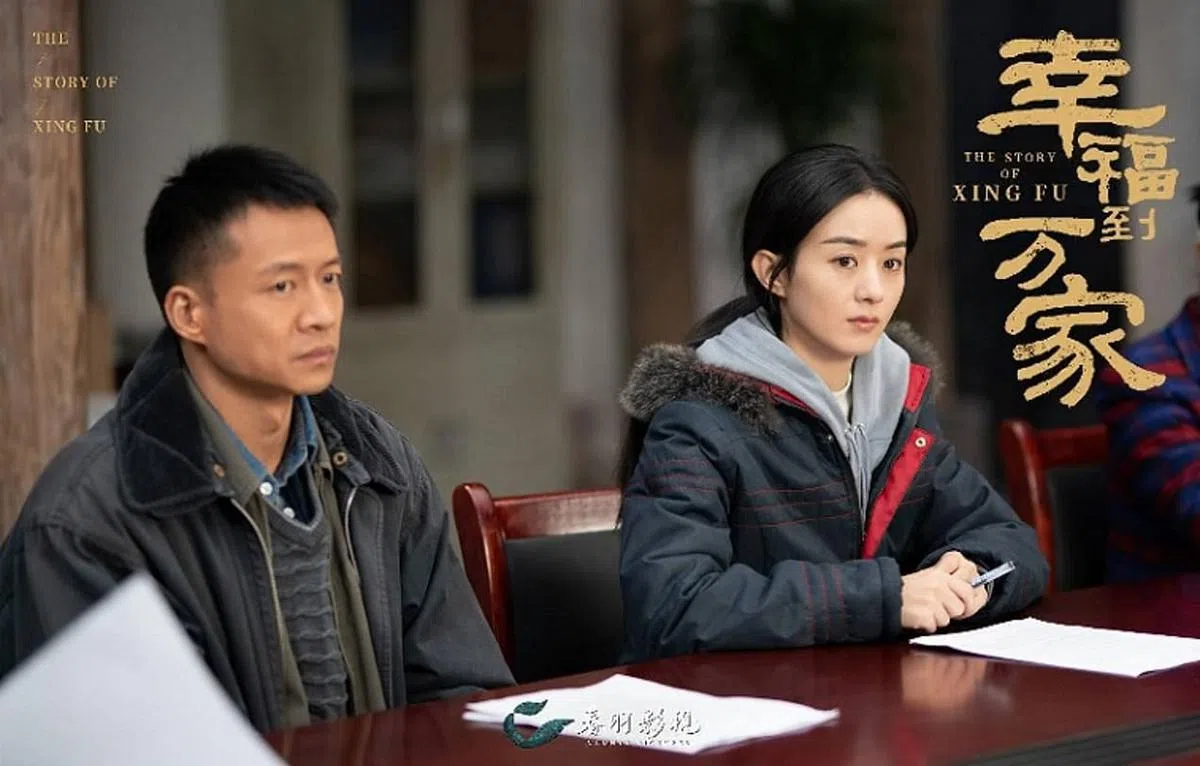 赵丽颖饰演的何幸福（右）在《幸福到万家》据理力争，唐曾饰演的丈夫王庆来（左）则懦弱无声。（互联网）