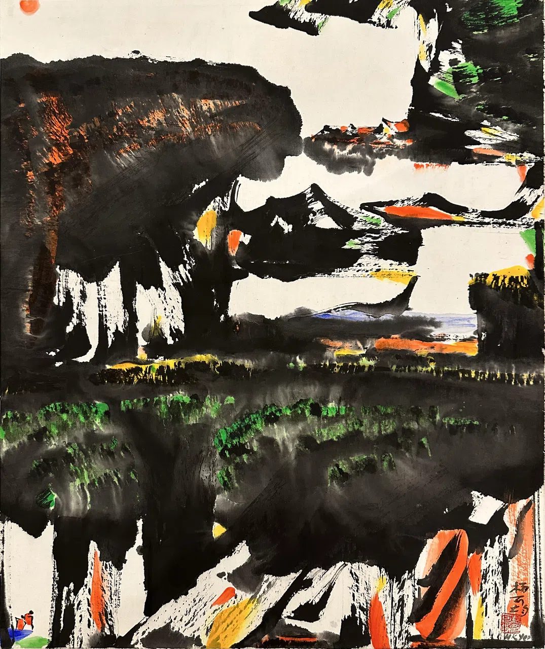 杨可均水墨画《旭日东升》（59x49厘米）。（海卉艺苑）