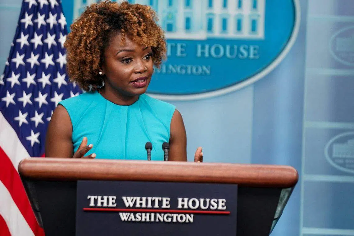 白宫新闻秘书让-皮埃尔15日说，拜登的年龄在2019年、2020年和2022年都受到质疑，但他每一次都战胜提出反对的人。（路透社）