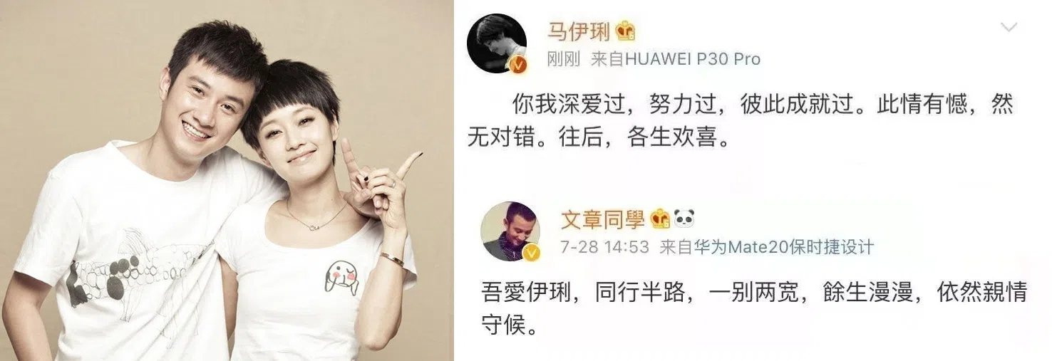 尽管文章和马伊琍两人尝试修复婚姻，但2019年仍以离婚收场。（互联网）