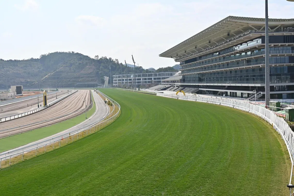 从化马场二期工程已全线完工，可容纳9500人的大看台也已经竣工。（中新社）