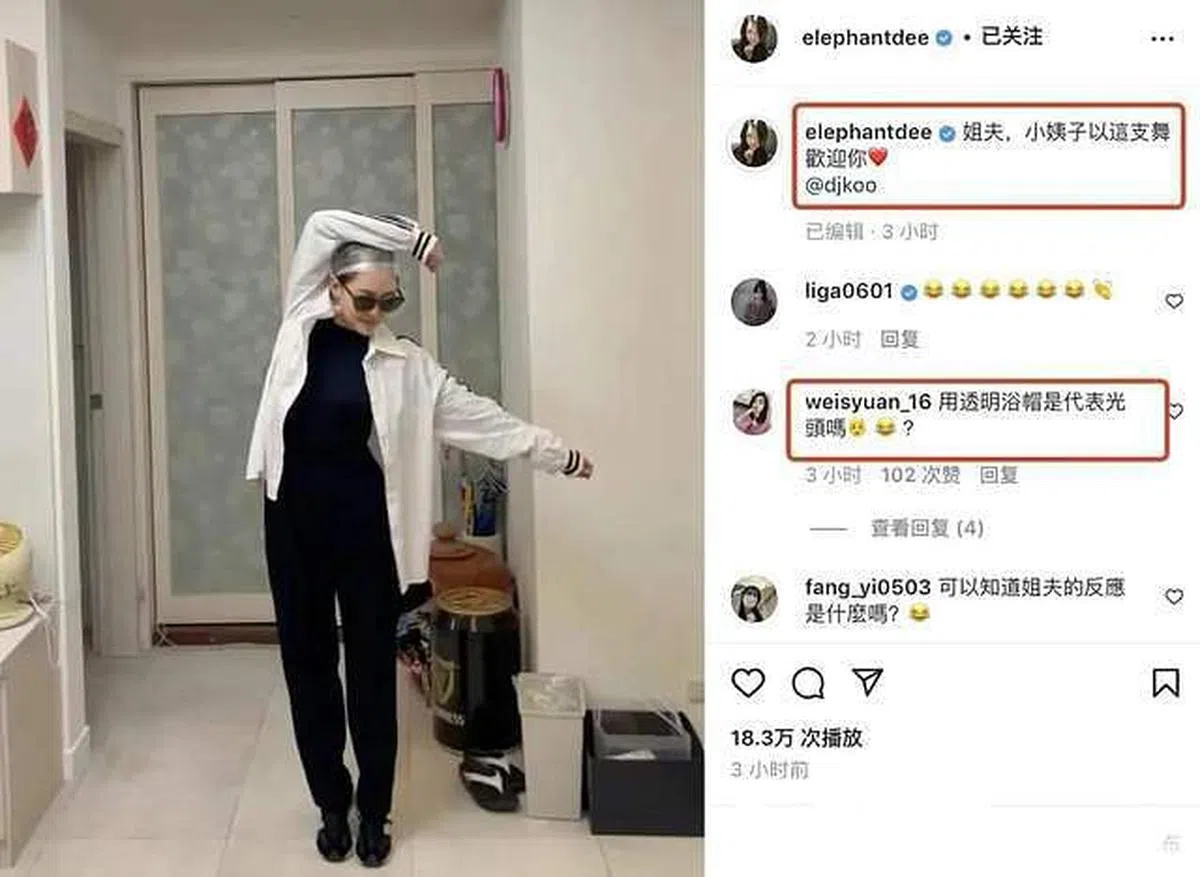 小S模仿姐夫热舞，引起热议。（取自艺人IG）