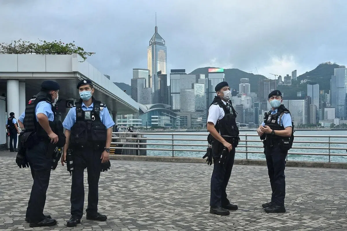香港警方在国庆期间，部署7000至8000警力戒备。（法新社）
