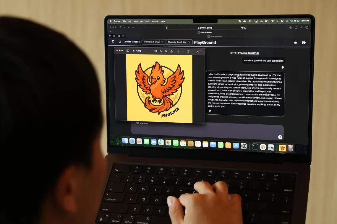 内政科技局与法国初创公司Mistral AI和微软合作，训练适配新加坡语境的“凤凰”模型。（梁麒麟摄）