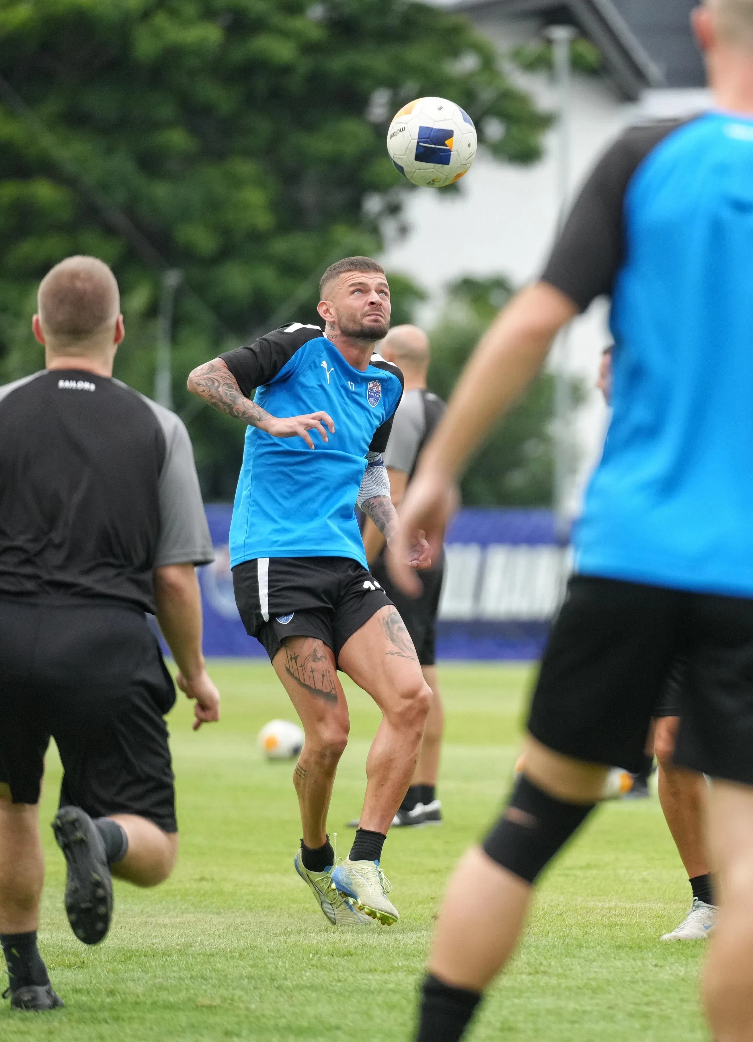 莱斯蒂耶纳养伤近一个月后归队，他在本届亚冠二级联赛已为水手贡献四个进球和七次助攻。（谢智扬摄）