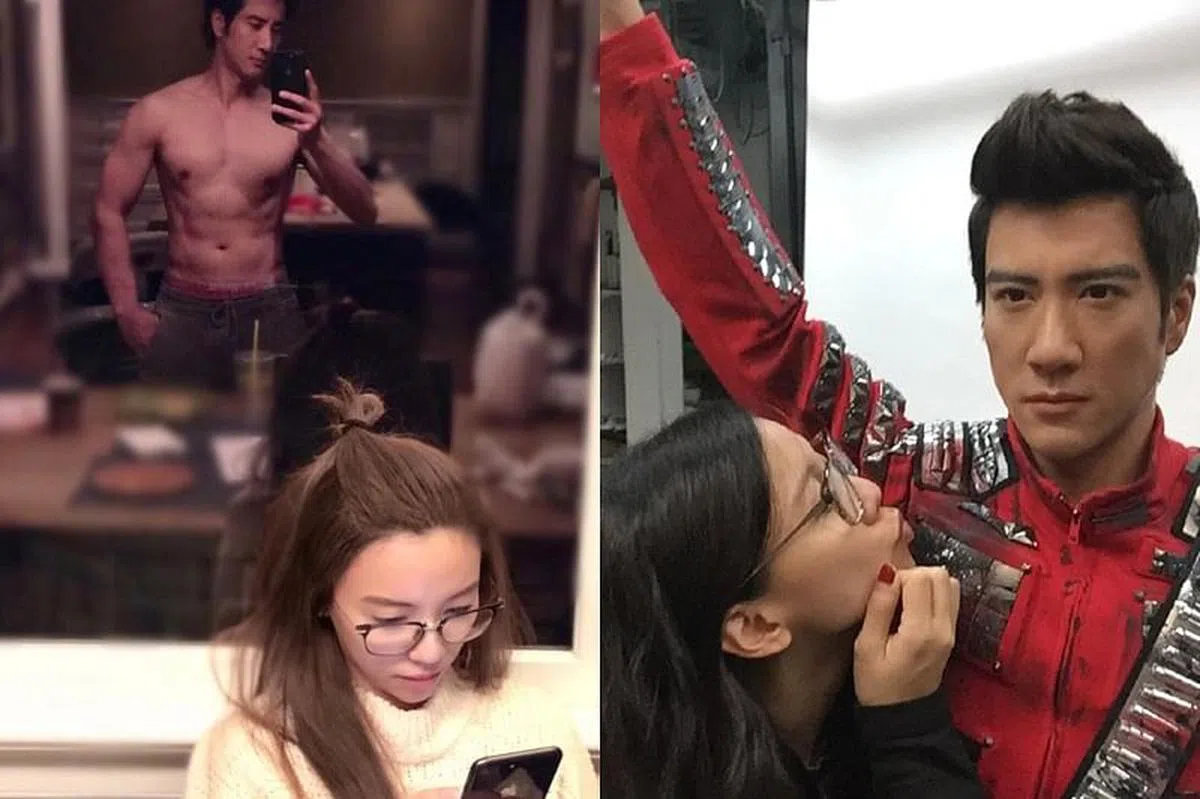 王力宏李靓蕾曾在社媒上秀恩爱，王力宏先偷拍老婆只顾着看手机的照片，连同自己的好身材上载，并发文：“要练成怎样老婆才会注意我？”。李靓蕾过后在社媒回应，称要偷拍回去。她上传了王力宏在浴室洗澡唱歌的视频，还曝光了他的体重，这些举动闪爆了嗑瓜的网民。（左图，IG）李靓蕾曾晒和王力宏蜡像的合影，自己一脸崇拜地对着蜡像嘟嘴献吻，也让网民喊甜爆了。（右图，微博）