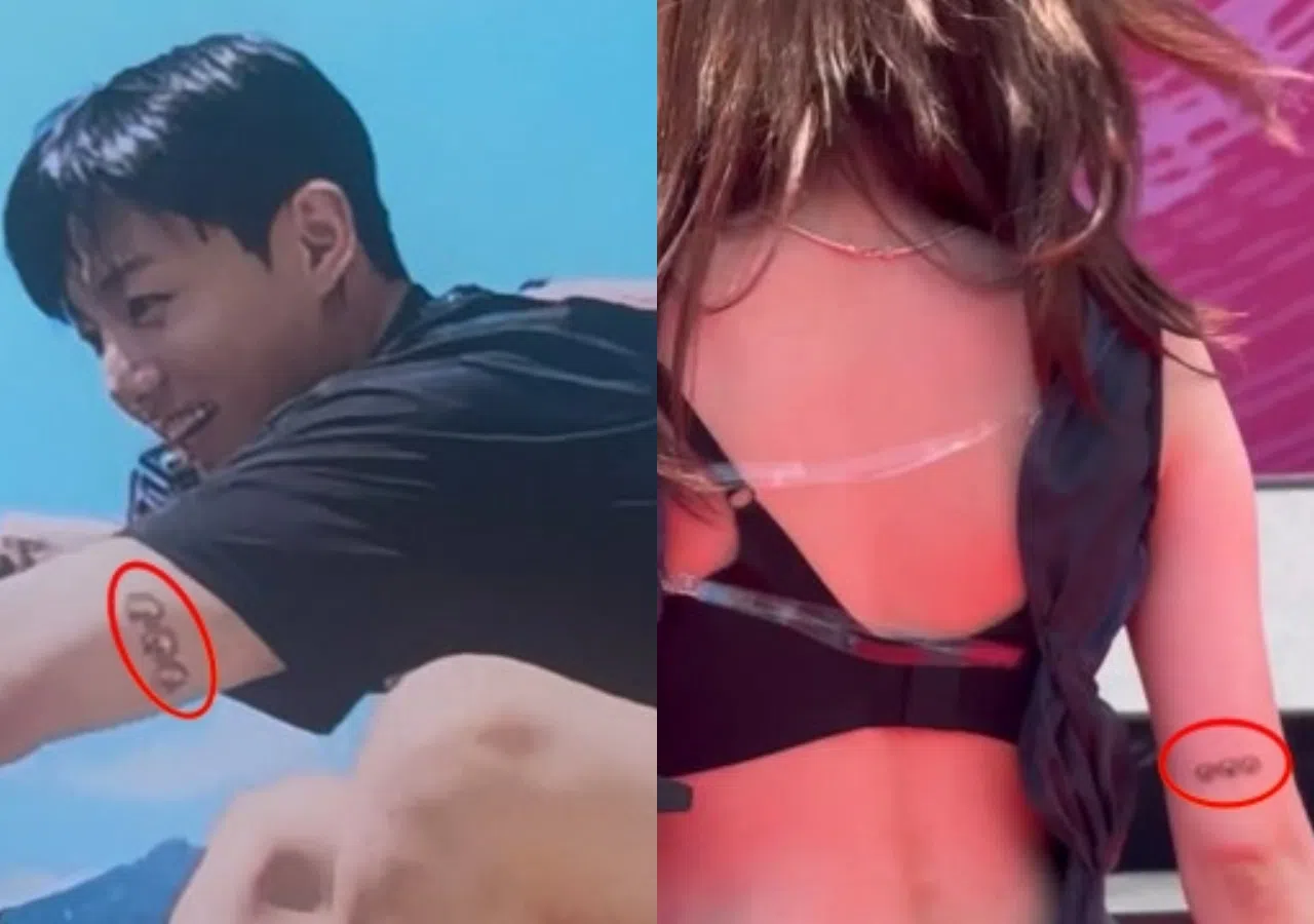 网民在社媒X上载两人疑似有情侣刺青的截图，引发热议。（互联网）