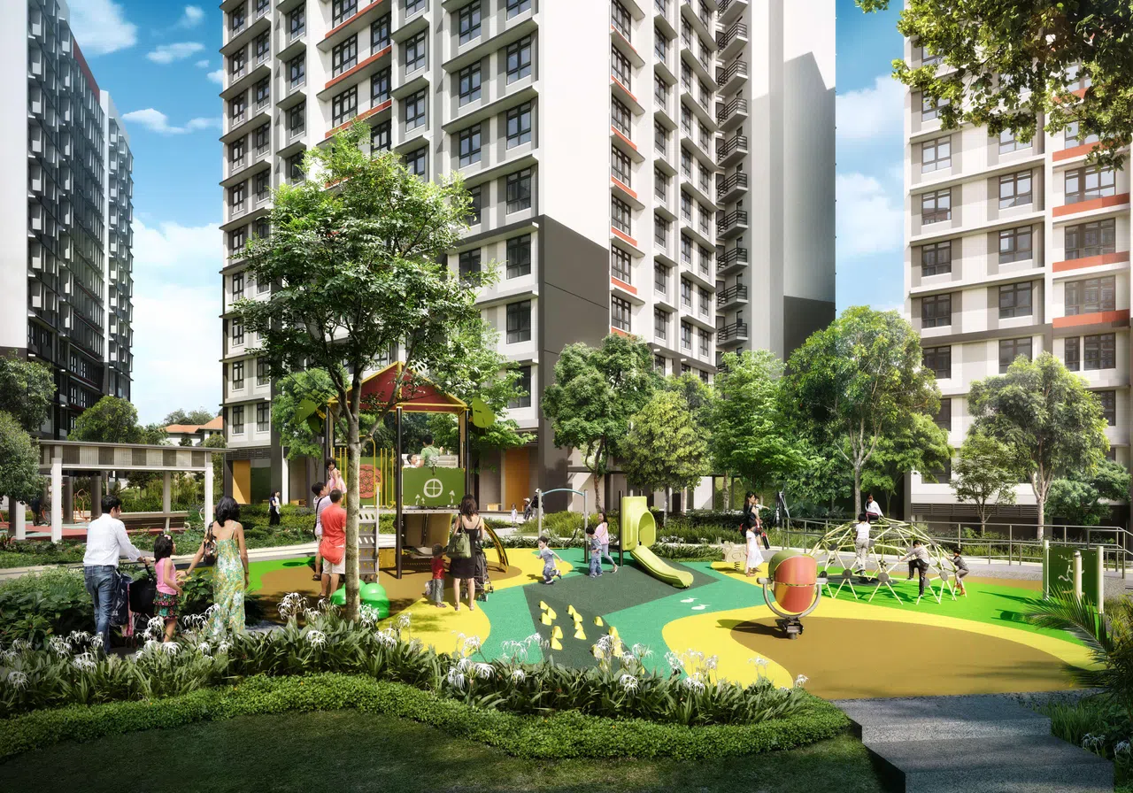 首个预购组屋项目将在6月销售活动中推出，约有1270个单位，包括两房式灵活单位至五房式单位。（构想图／建屋局提供）