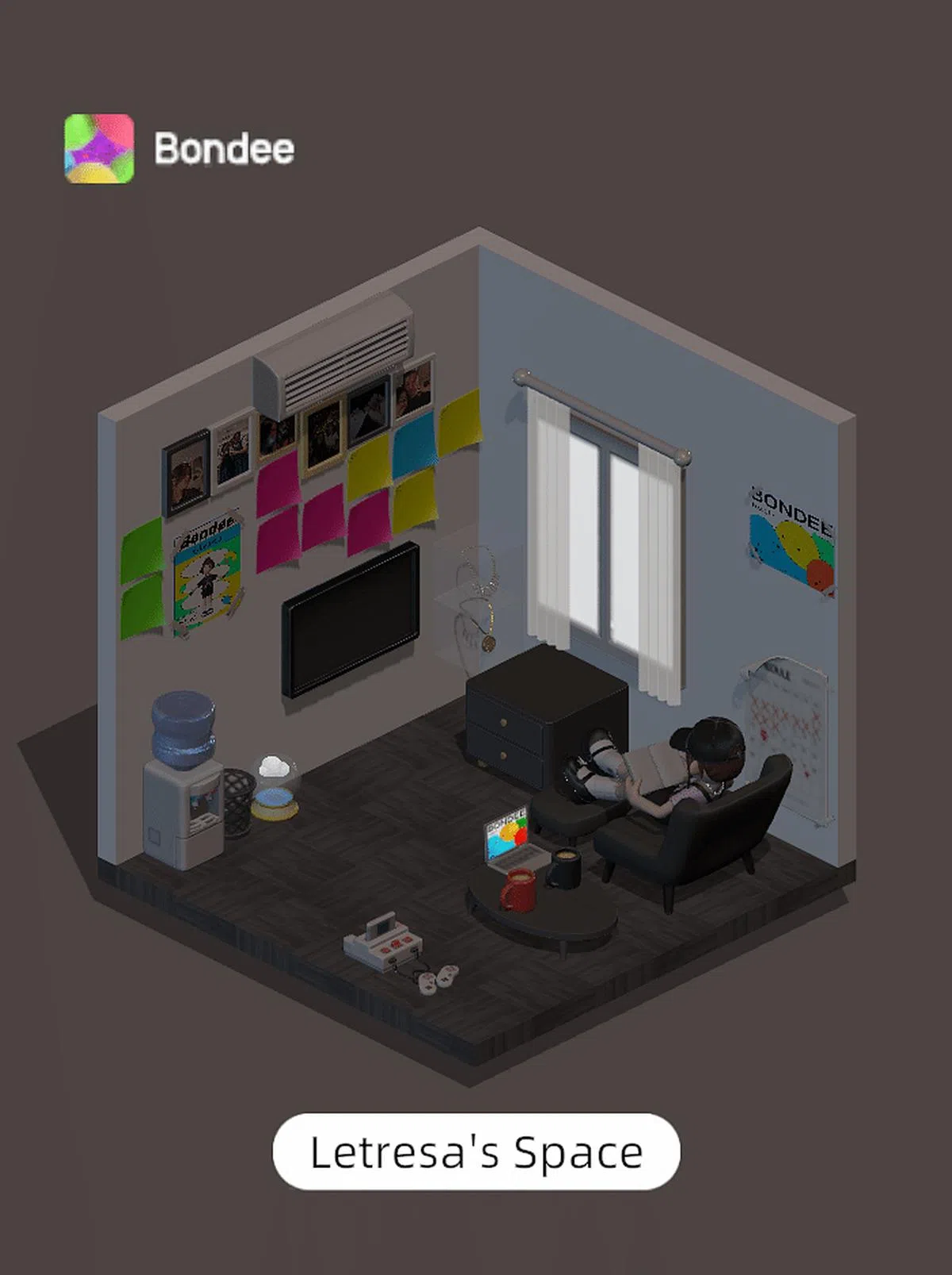 （记者在Bondee的虚拟房间。）