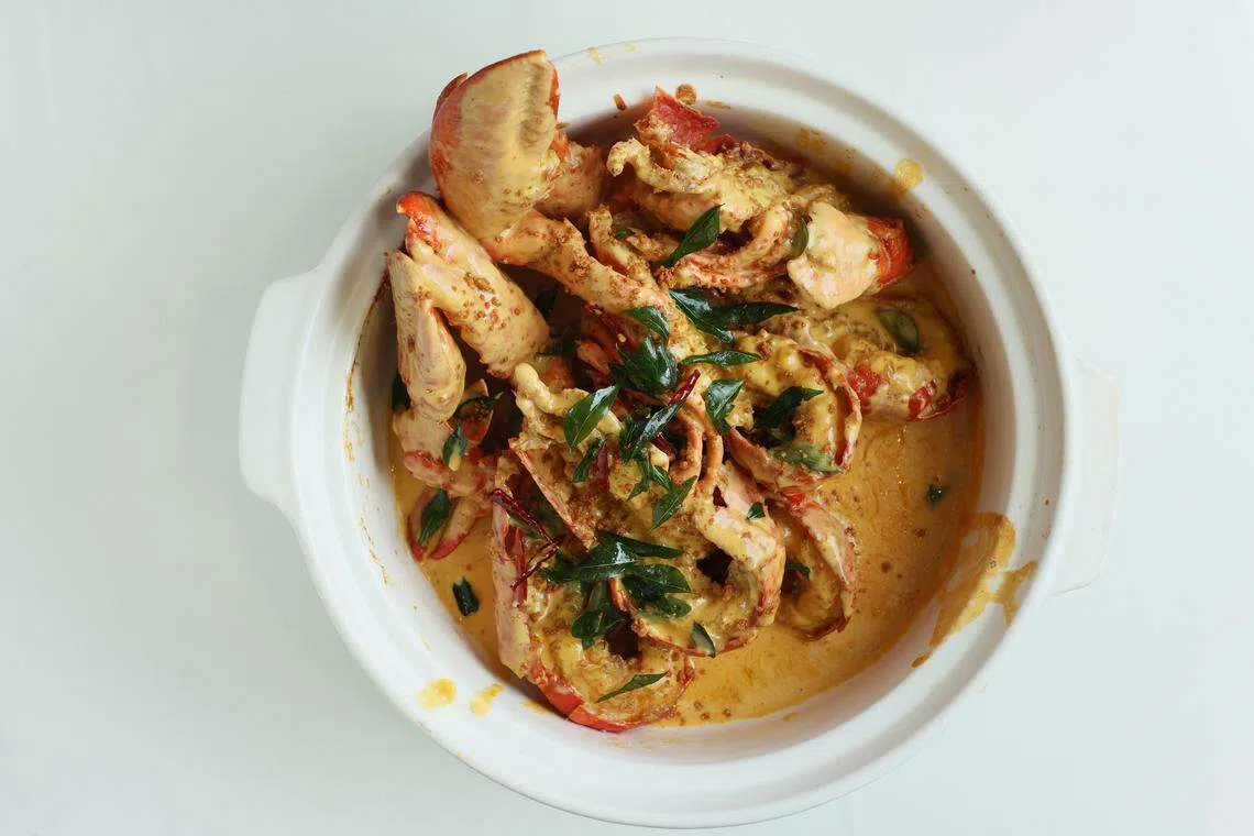 金瓜奶油加拿大龙虾以特调金瓜奶油酱烹煮。（龙国雄摄）