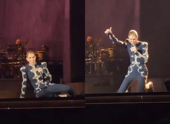 Celine Dion（席琳狄翁）演唱会突发意外。（视频截图）