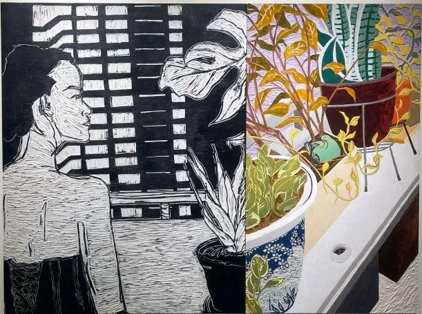 张富铭和林加淇合作版画《都市花园》。（Art Porters Gallery提供）