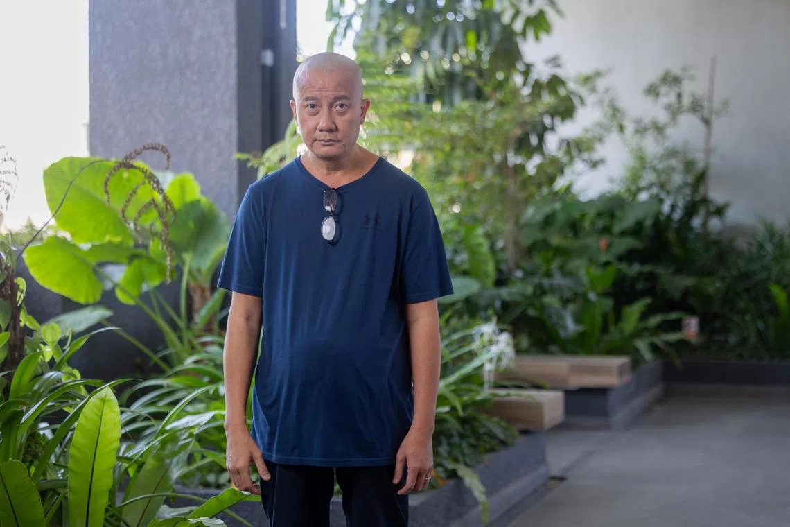 陈汉玮为让角色更具真实感，不但剃光头还绑了假肚腩。（吴先邦摄）