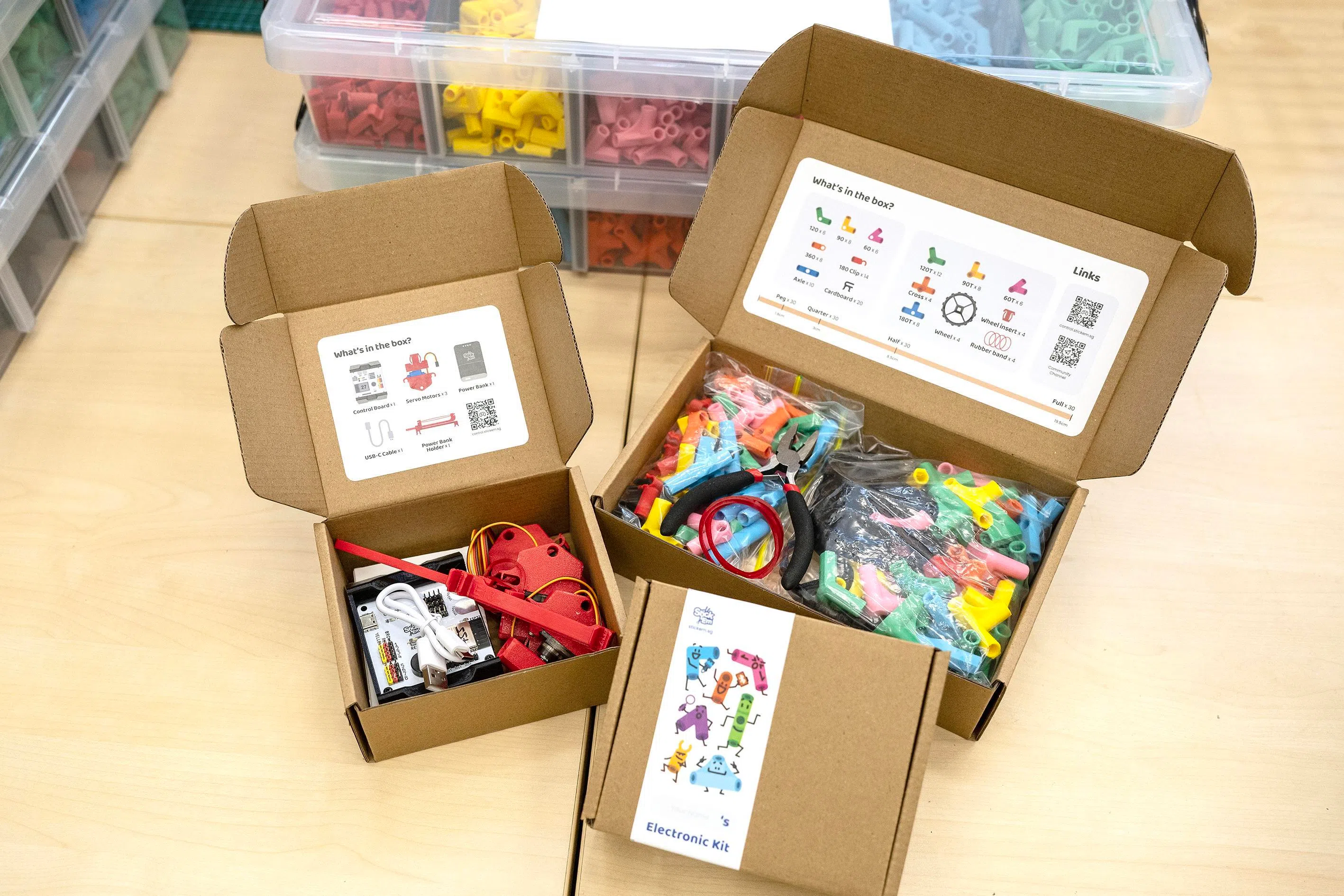 Stick‘Em机器人套件中的部分组件，可让孩子（和成人）发挥创意，并探索科学、科技、工程、艺术与数学。（档案照片）