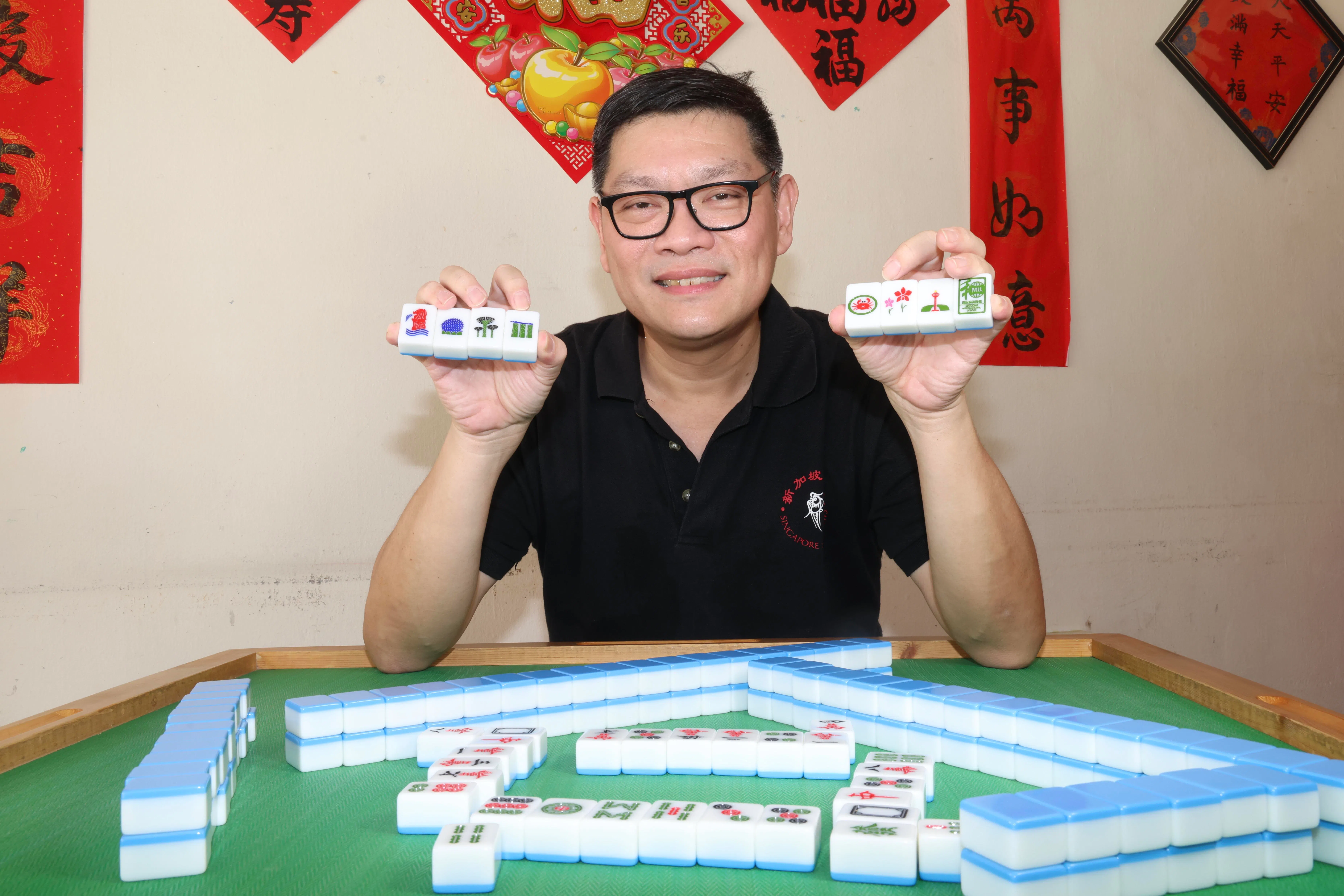 潘毅坚走竞技麻将路线，为新加坡麻将正名。（郑一鸣摄）