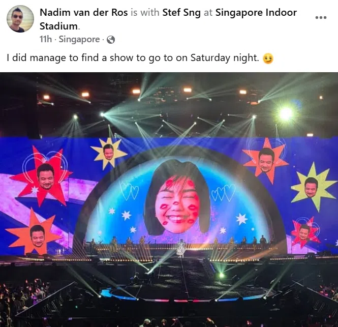 纳迪姆在脸书幽孙燕姿一默。（取自纳迪姆脸书）