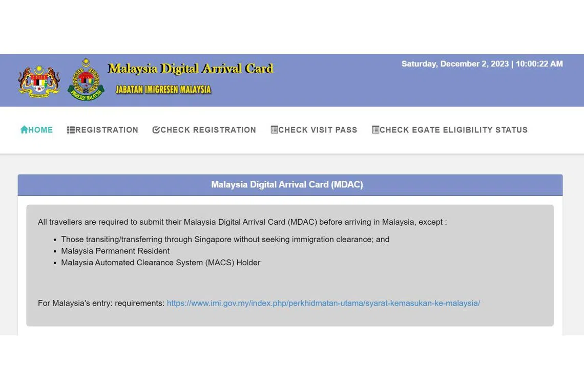 旅客可以在抵达马来西亚前的三天内，上网填写并提交电子入境卡。（MDAC网站截图）