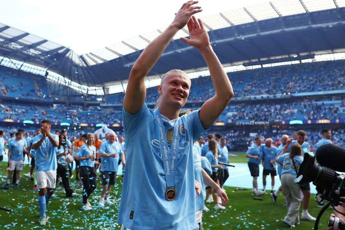 哈兰德连续两年获得英超金靴奖。（路透社）