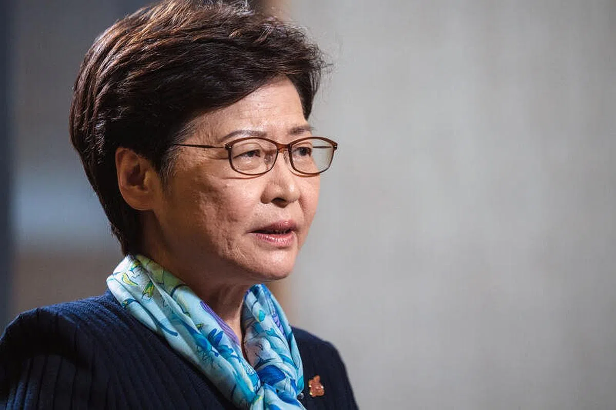 香港前特首林郑月娥今年6月14日接受彭博电视专访。（彭博社） 