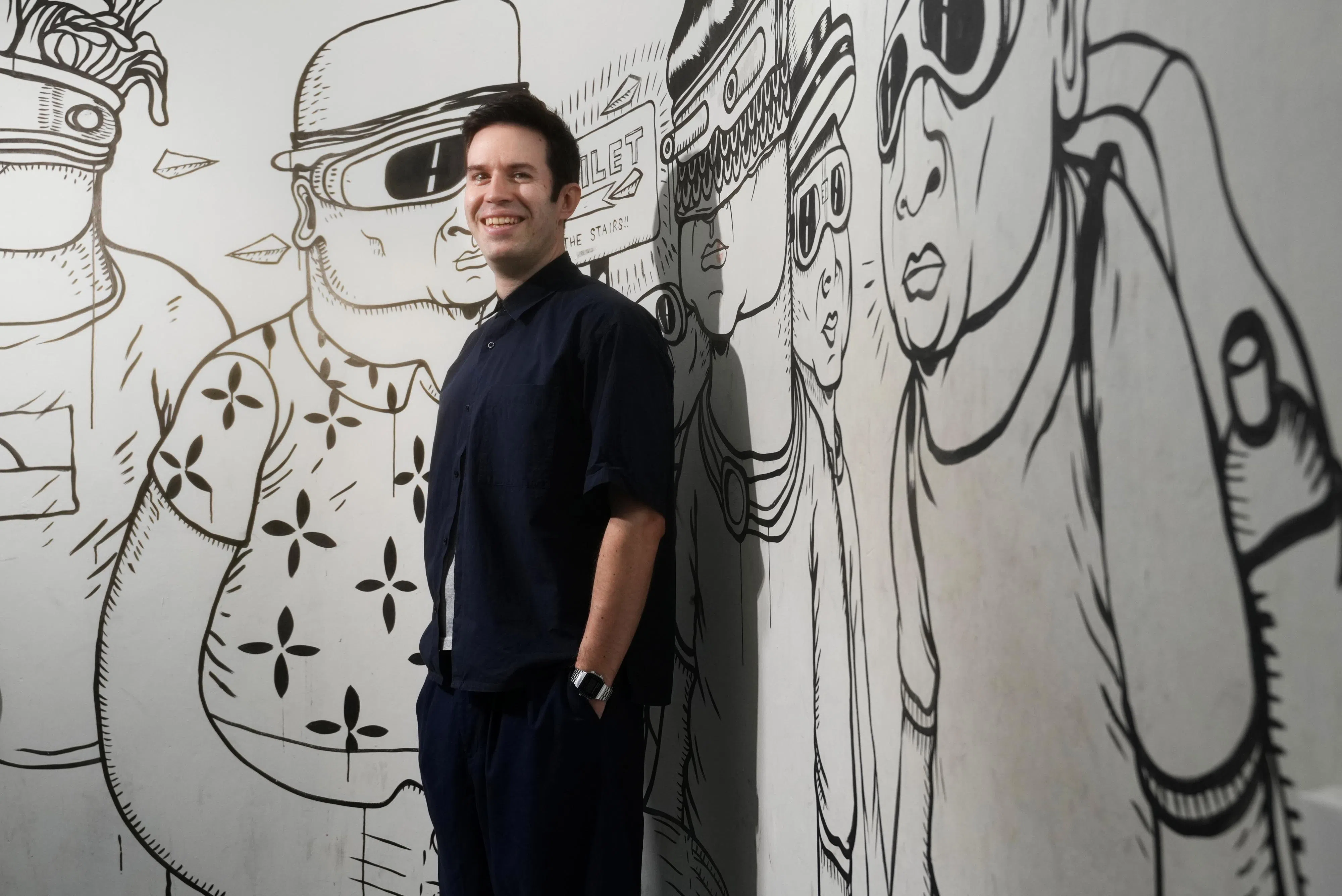 Filmhouse的西班牙籍节目总监纳尔瓦罗，拥有近10年的排片经验。（谢智扬摄）