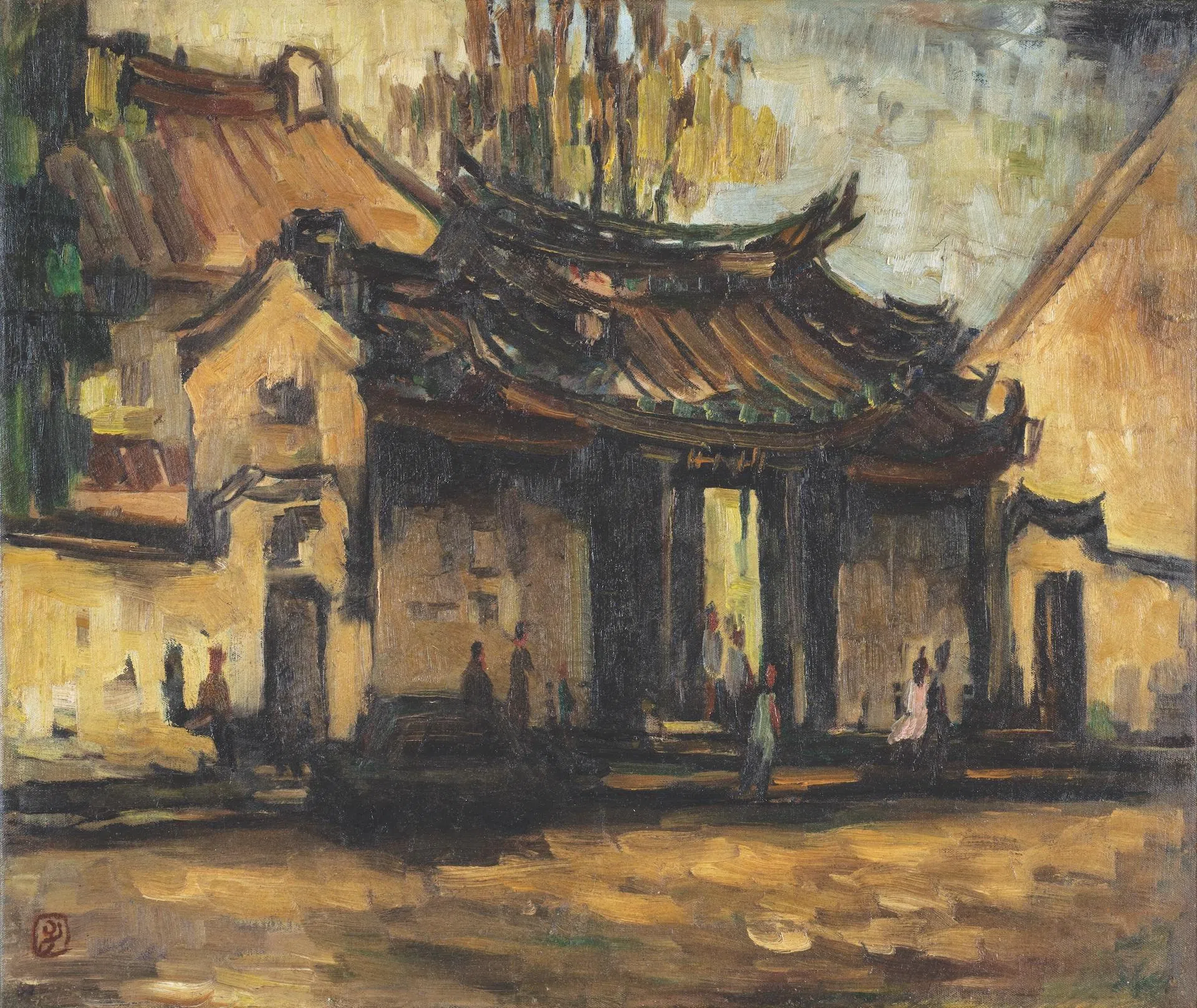 林子平作于1950年代的写实油画《无题（中华总商会）》。（集菁艺社提供）