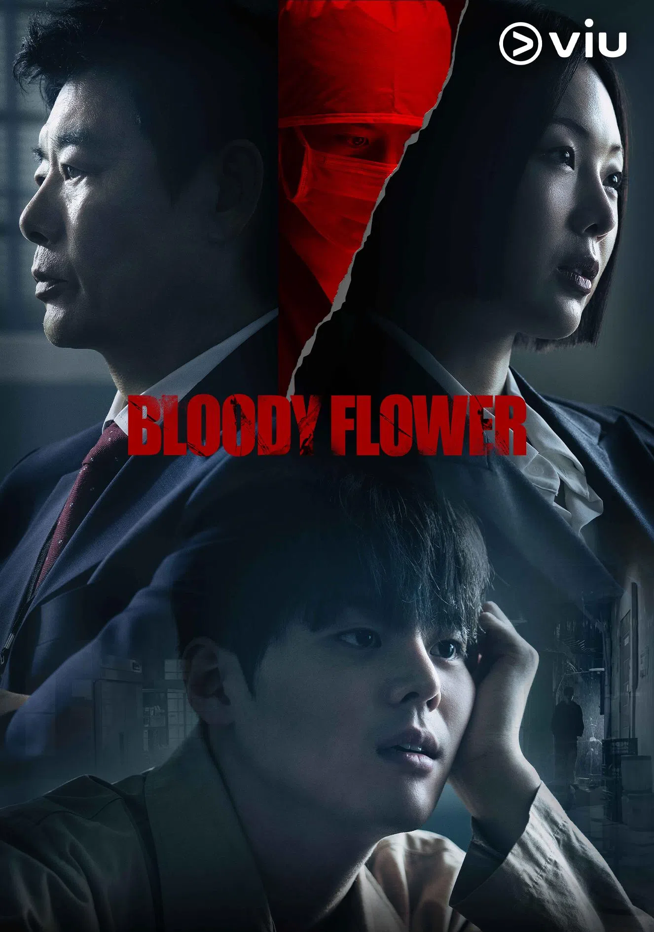 《死亡之花》由成东镒（上排左起）、厉云和琴世禄主演。（Viu提供）