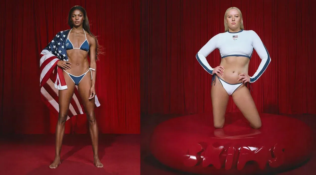 卡戴珊的家居服品牌Skims，三度与美国队合作。（互联网）