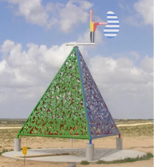 大卫·歌诗坦位于以色列内盖夫哈泽里姆基布兹雕塑公园的公共雕塑《奥赫尔·莫德》已荡然无存。（画廊提供）