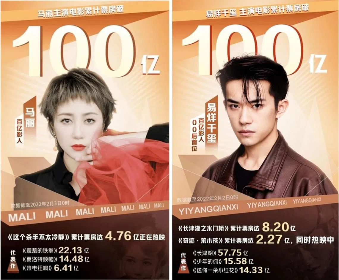 马丽、易烊千玺成百亿票房女演员及00后影人| 联合早报