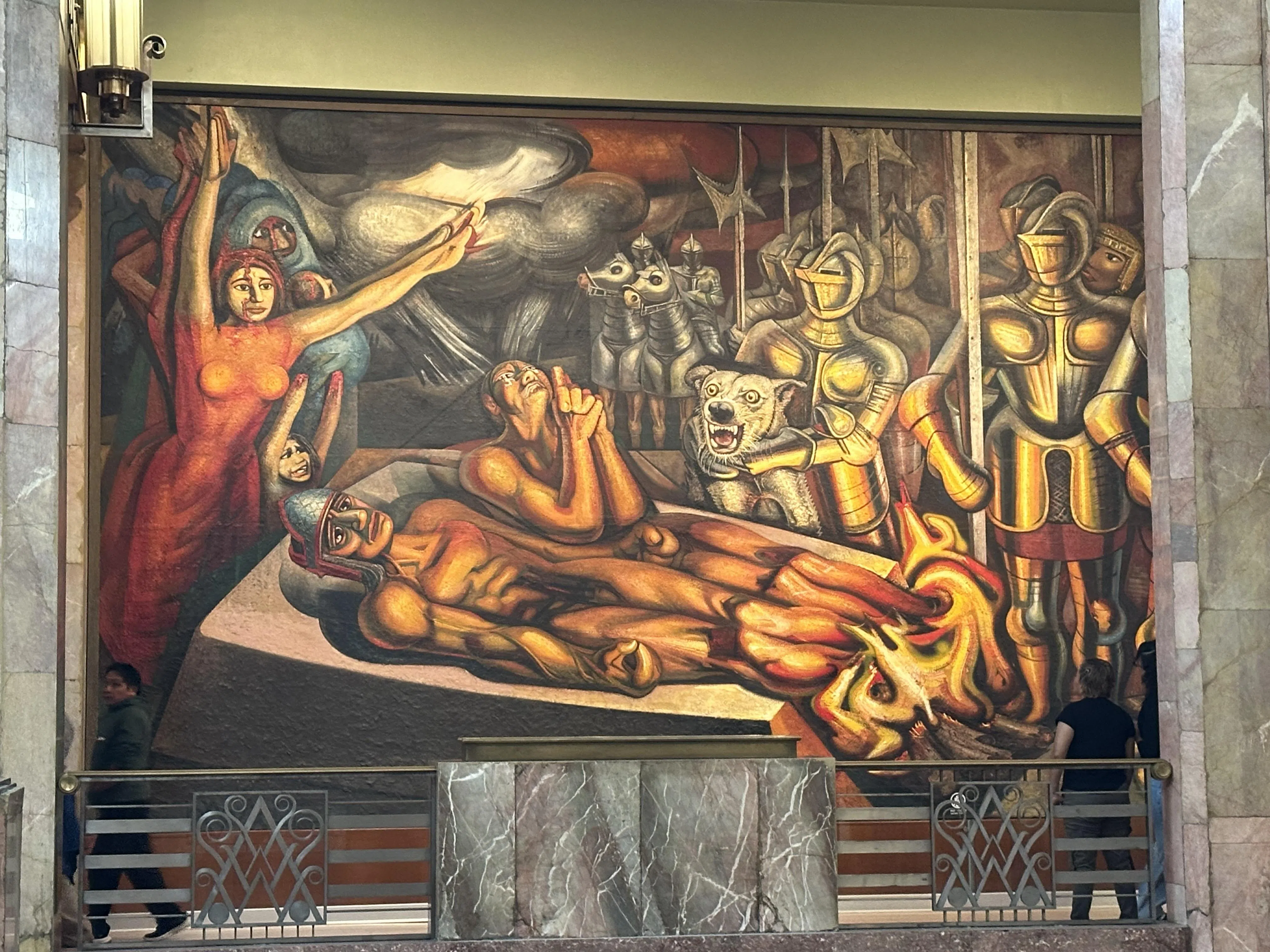 西凯罗斯在艺术宫以阿兹特克末代皇帝夸乌特莫克为主题的壁画。（黄向京摄）