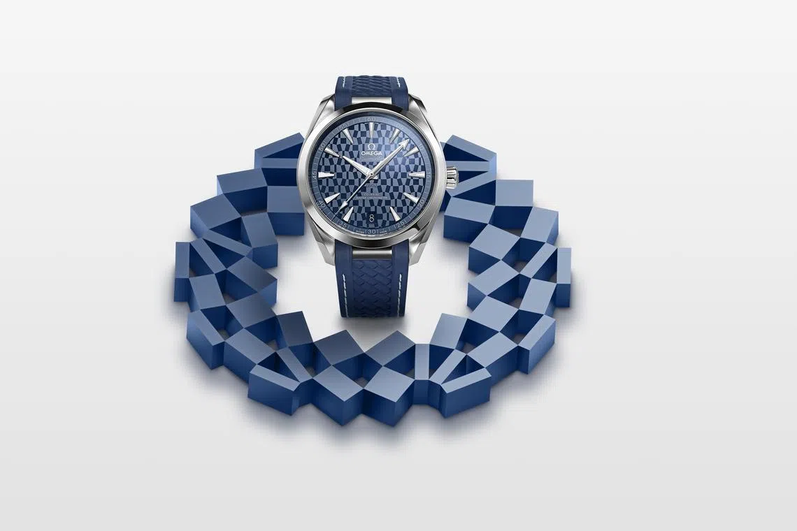 欧米茄海马系列Aqua Terra同轴“伦敦2012”造型时尚，在当年奥运会推出两款34毫米表款。（欧米茄提供）