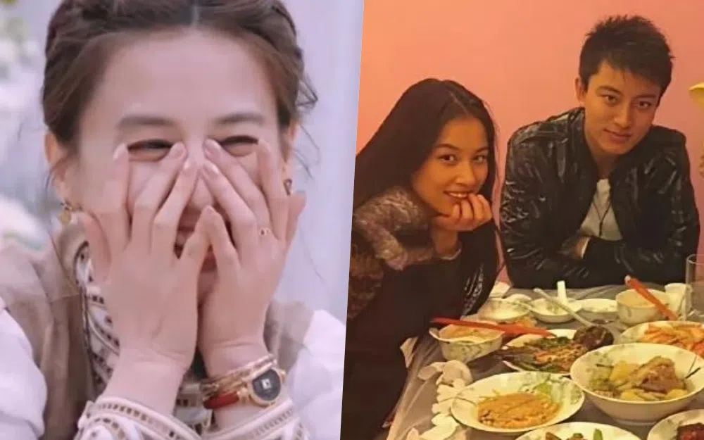 重提校园恋情，黄圣依害羞得掩脸。（互联网）