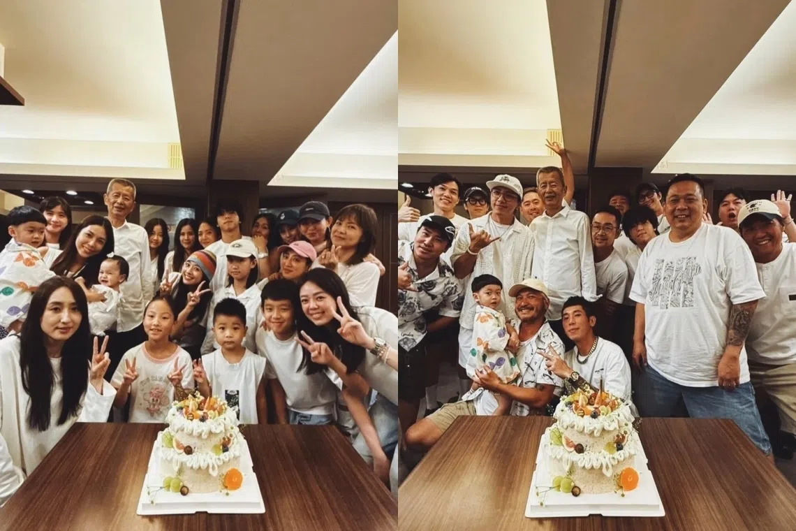 黄爸爸过生日，包括柯佳嬿（左图前排左一）、欧汉声（右图第二排左一）和坤达（右图第二排左二）都出席庆生会。（取自小鬼妹妹IG）