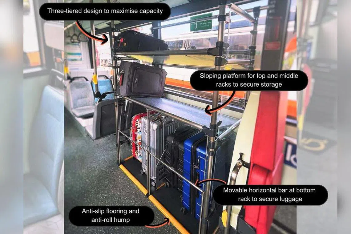 行李架配有防滑地板、防滚架和倾斜平台等安全设计。（取自陆路交通管理局脸书）