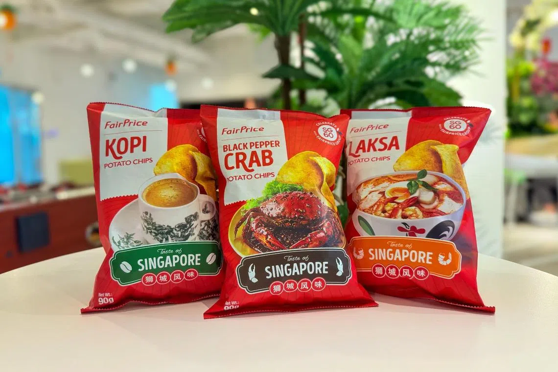 平价集团推出限量版SG60薯片，分别是黑胡椒螃蟹味、叻沙味和咖啡味。（ 平价集团提供）