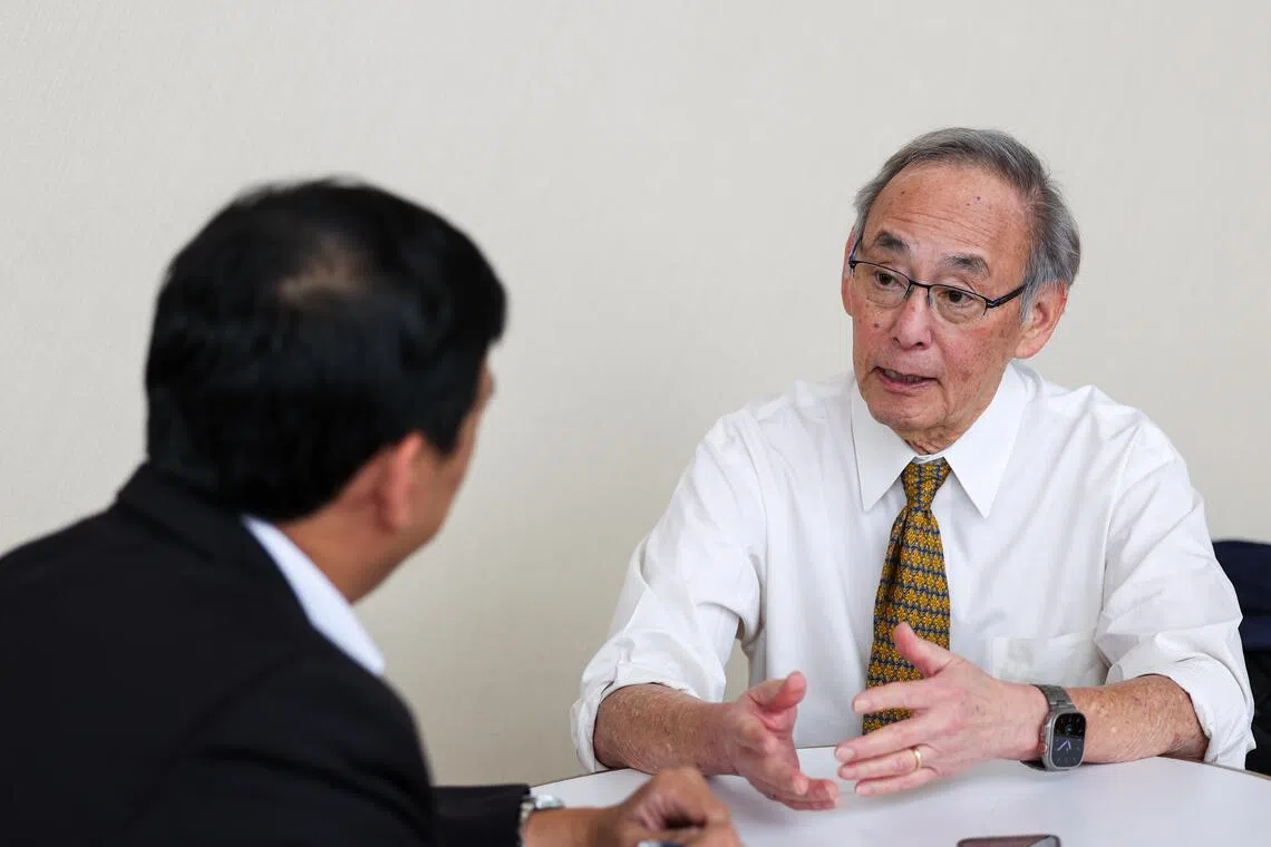 美国前能源部长、1997年诺贝尔物理奖得主、斯坦福大学教授朱棣文，12月8日接受《联合早报》记者专访。（林明顺摄）