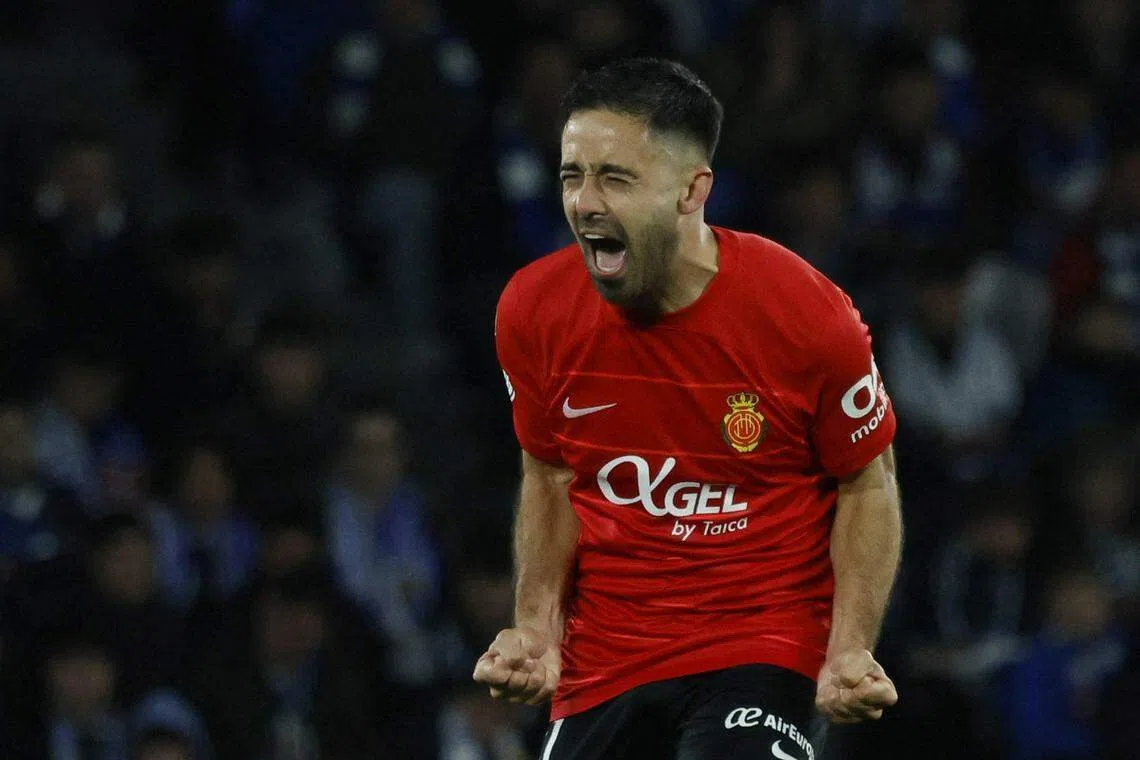 马略卡后卫冈萨雷斯头球破门，帮助客队率先打破僵局。（路透社）