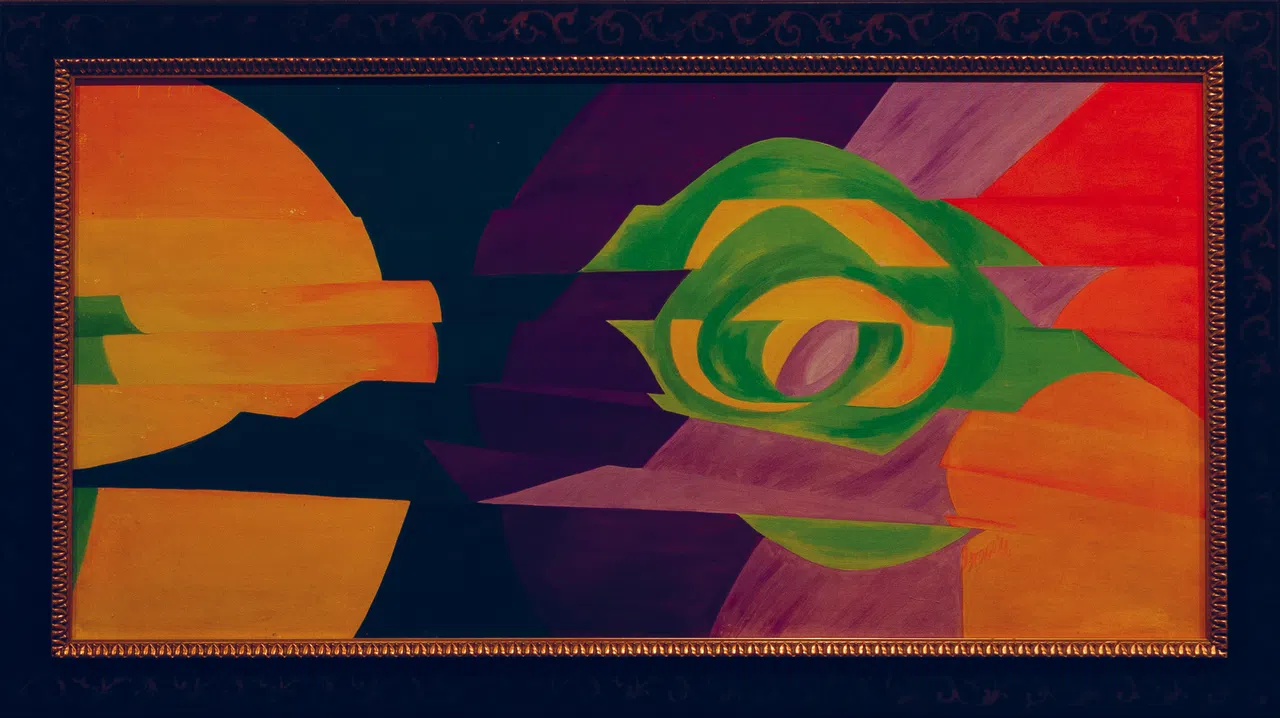 马来西亚艺术家Grace Inpam Selvanayagam木板油画《扭曲之眼》(1966）由马国驻新最高专员Dato’N.Parameswaran捐赠。（国立大学博物馆提供）