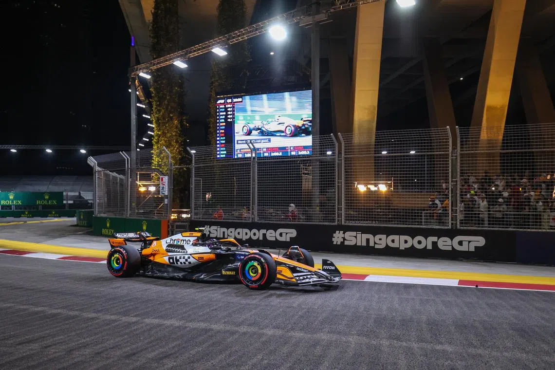 这是诺里斯生涯第六个杆位，如想在车手世界冠军比拼中追上费斯塔彭须力争正赛冠军。（白艳琳摄）