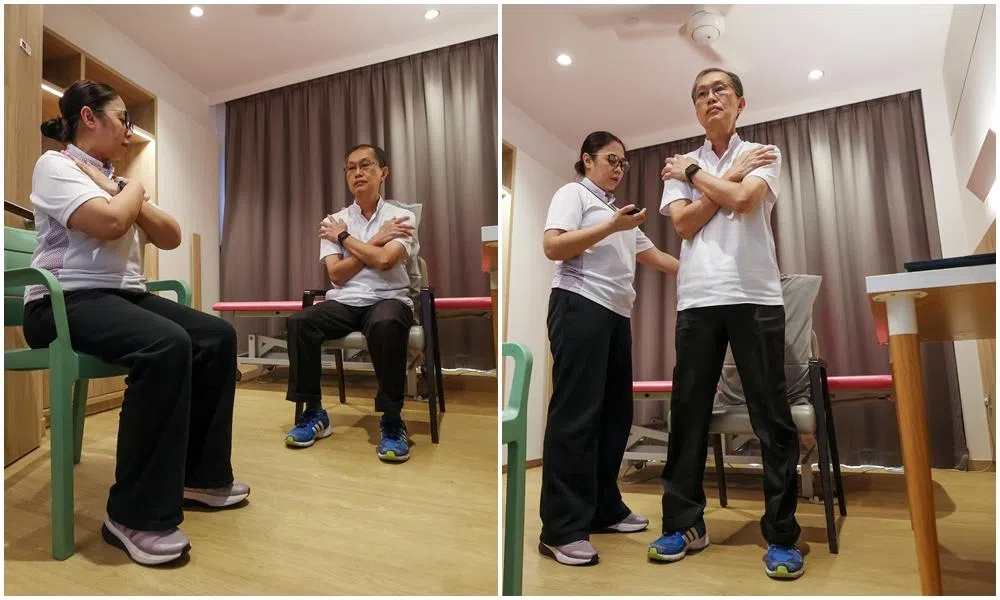 自我测试肌力的方式：从椅子上连续站起再坐下五次，如果总耗时超过12秒，可能代表下肢肌力不足。（游甯稀摄）