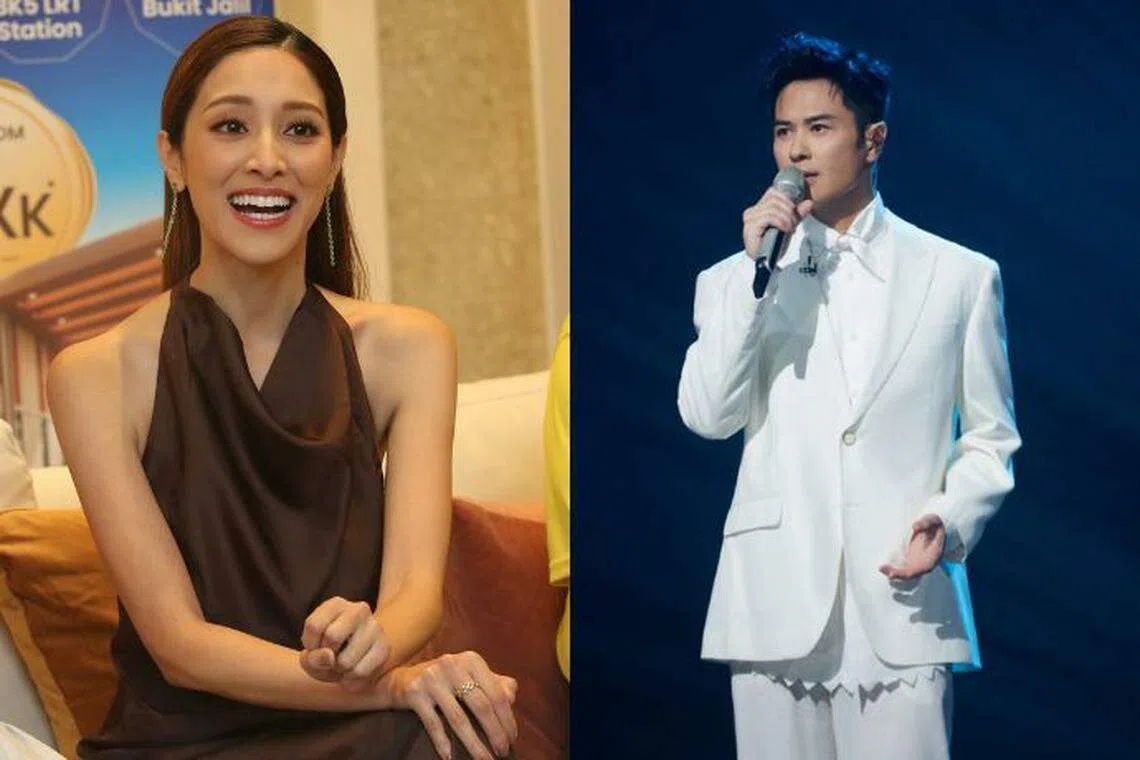 郑嘉颖（右图）在初舞台登场，似乎因嗓子出状况而唱走音。左图为陈凯琳。（互联网）
