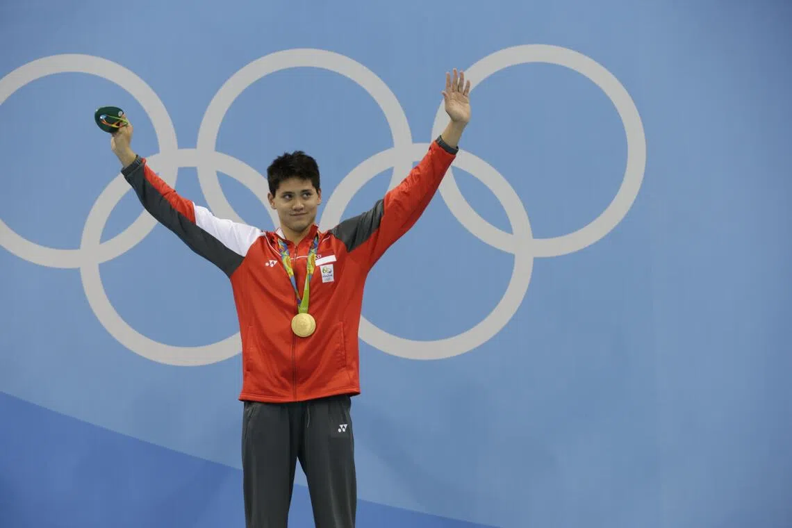 我国蝶王约瑟林2016年在里约为新加坡赢得第一枚且目前也是唯一一枚奥运金牌。（档案照片）